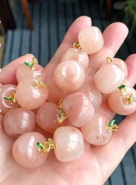 天然玉石金丝玉水晶diy饰品配饰简约DIY小苹果项链吊坠ins风-温柔