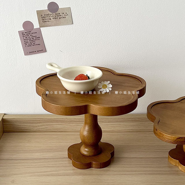 Ins retro flower log high-leg dining plate