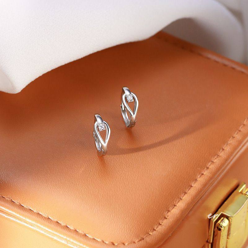 S999足银水滴镶钻耳扣女小众设计感耳环圈纯银养耳洞洗睡免摘饰品,淘宝优惠券,粉丝福利购,淘宝优惠卷