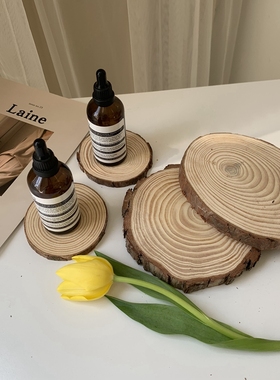 ins韩风天然原木杯垫装饰道具