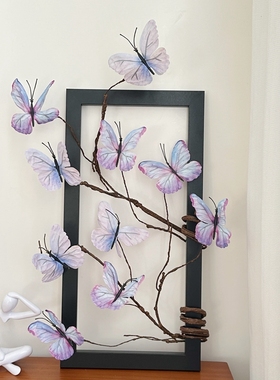 中古风仿真蝴蝶花相框摆件客厅桌面轻奢装饰品diy画框民宿墙面画