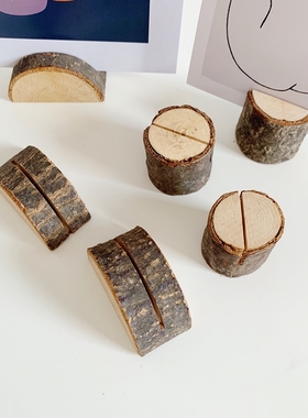 简约风木头展示座chic菜单夹摆件