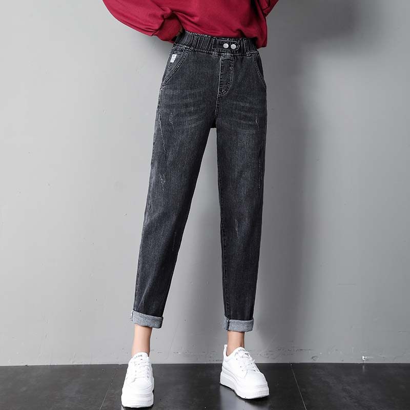 松紧腰宽松休闲直筒2020新款牛仔裤 法兰曼牛仔裤