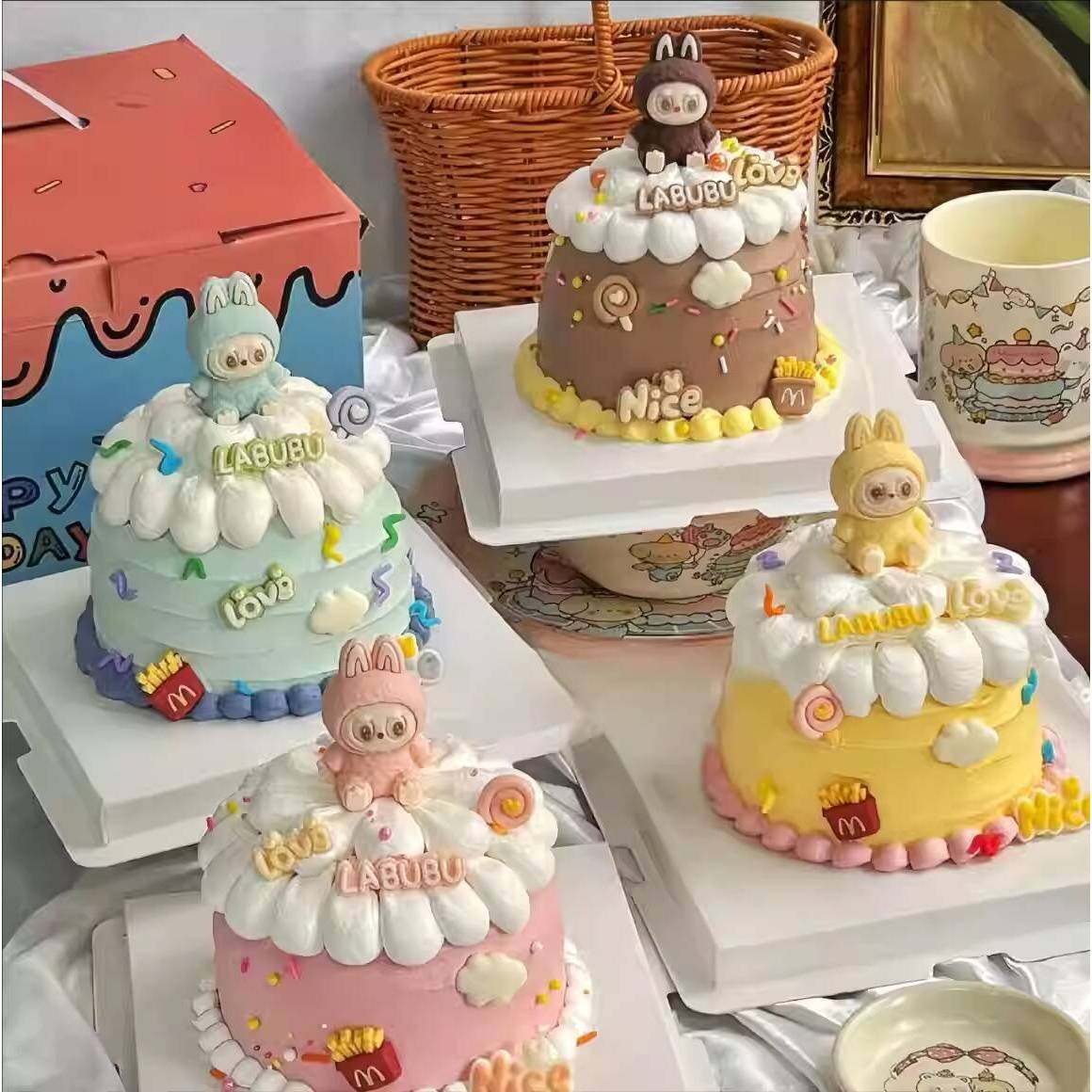 网红布布头bubu蛋糕装饰摆件可爱彩色小兔子儿童生日甜品装扮插件,淘宝优惠券,粉丝福利购,淘宝优惠卷