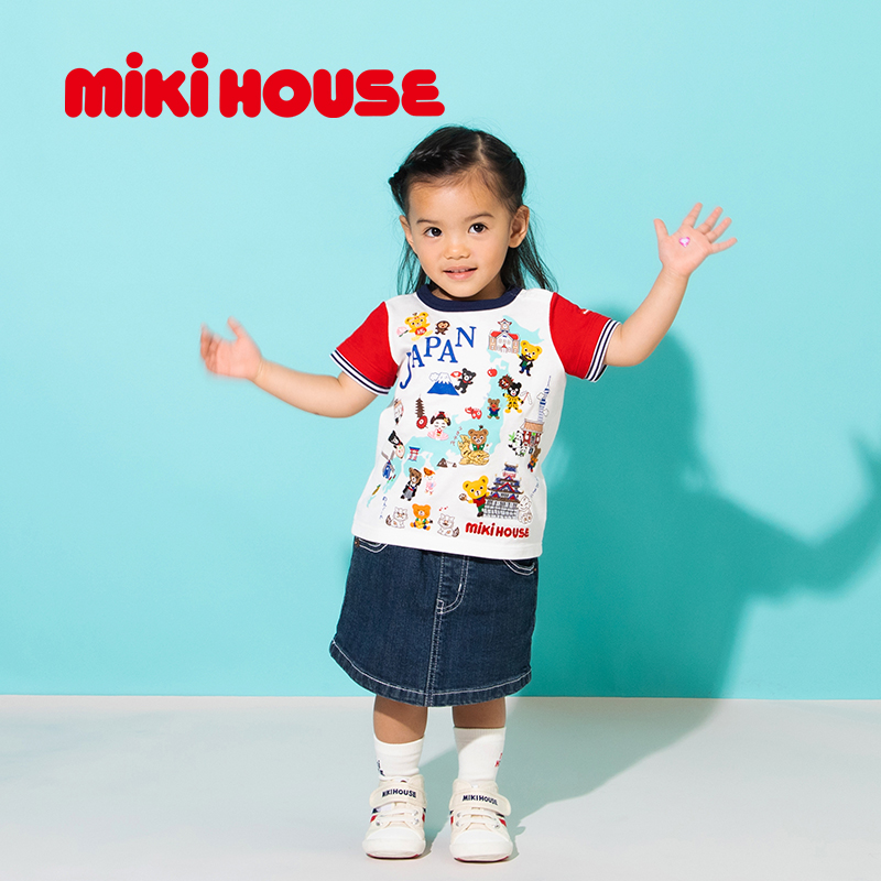 MIKIHOUSE儿童T恤刺绣精致圆领短袖男女童夏季上衣童装新品 - 图3