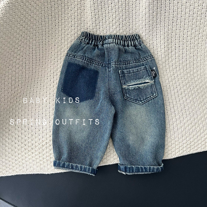 春装男女宝宝宽松洋气裤子婴幼儿童百搭软牛仔裤外出水洗萝卜长裤,淘宝优惠券,粉丝福利购,淘宝优惠卷