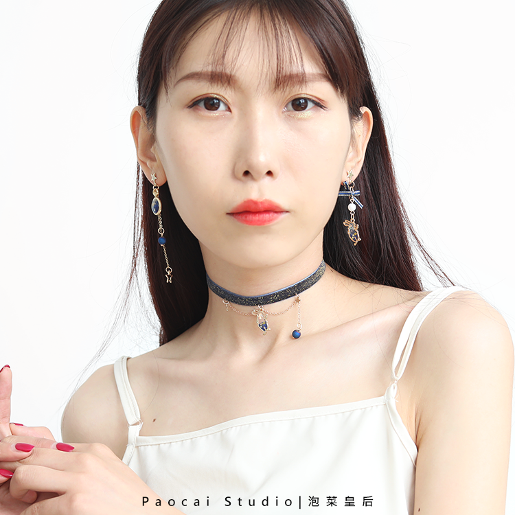 爱丽丝梦游兔子怀表少女心女锁骨链 彩驰饰品项链