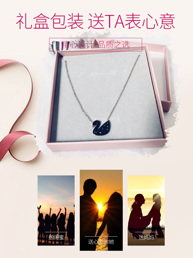 黑天鹅女网红黑色小太钢仙气锁骨链 彩驰饰品项链