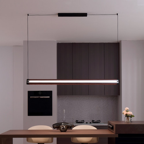 乐米 光影餐厅吊灯中古风现代简约高级护眼led一字长条家用饭厅灯 - 图2