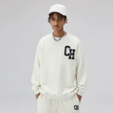 Значок, ретро толстовка с круглым воротником, в американском стиле, оверсайз