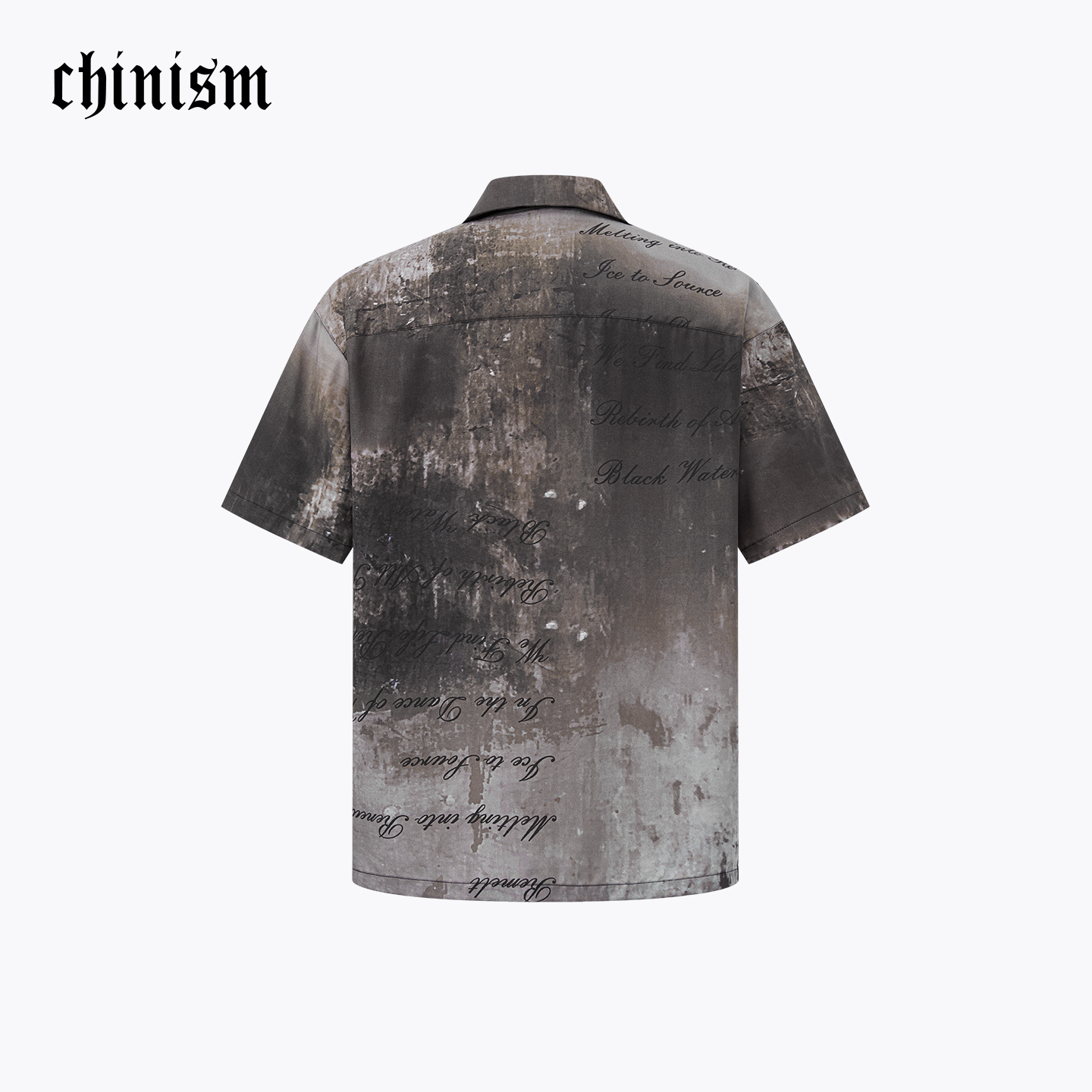 CHINISM赤尘 莱赛尔古巴领短袖衬衫男夏季美式男士宽松休闲衬衣 - 图0