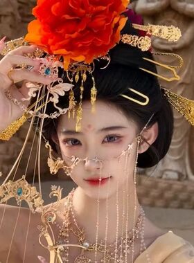 新款唐代簪花国色芳华复原发夹