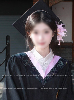粉色百合发夹气质簪花学士帽发饰