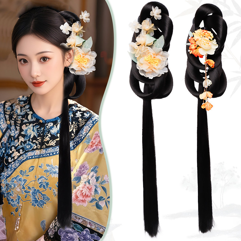 清汉女古装汉服假发髻盘发抓夹发包晚清发包头饰旗袍古风发型垫发,淘宝优惠券,粉丝福利购,淘宝优惠卷