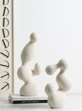 树脂装饰现代侘寂客厅书房