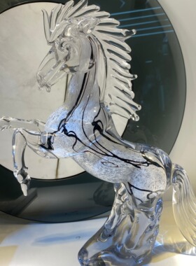 现代轻奢水晶琉璃马到成功送人样板房售楼部茶几电视柜玄关摆件