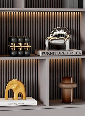 现代轻奢高档客厅电视柜壁龛摆件