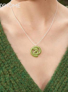 JNBYHOME陶瓷吊坠925银链条项链