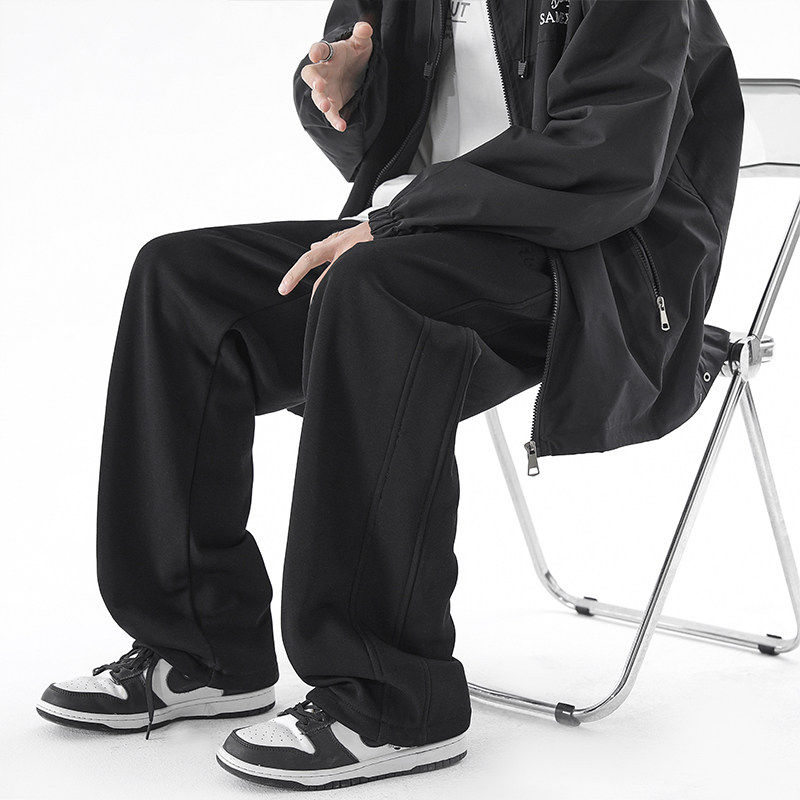 秋冬黑色直筒卫裤男款潮牌宽松百搭大码休闲裤子加绒运动长裤,淘宝优惠券,粉丝福利购,淘宝优惠卷