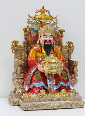 新款财神爷神像树脂铜彩文财神