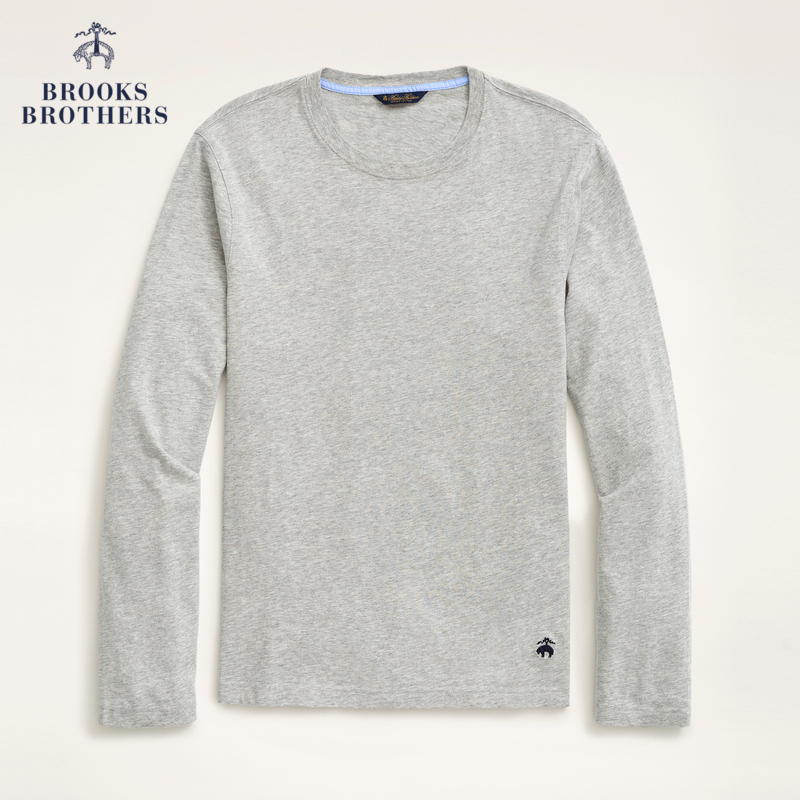 Brooks Brothers/布克兄弟男士秋冬Supima棉纯色休闲长袖T恤-图3