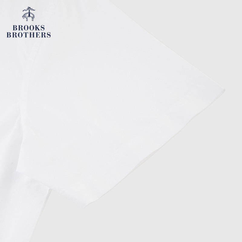 Brooks Brothers/布克兄弟男士简约纯色棉质扣结领短袖休闲衬衫-图3