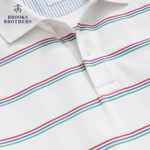 Brooks Brothers/布克兄弟男士春夏新款supima棉条纹polo衫 - 图1