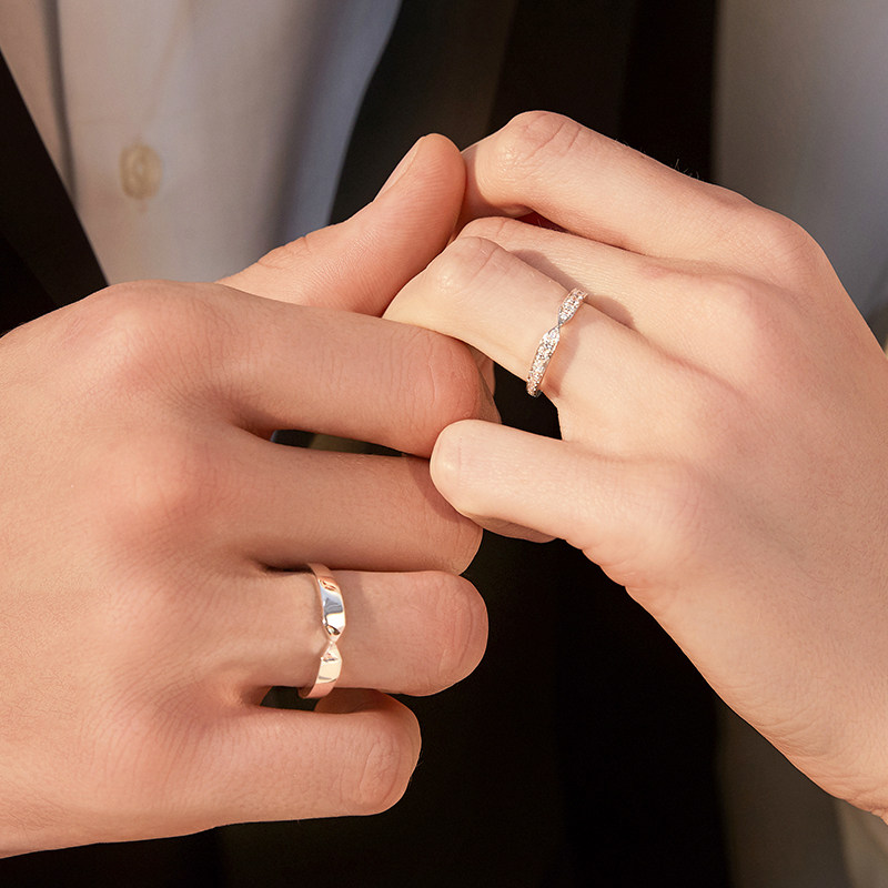 曼瑞30分结婚对戒 18k金铂金戒指 曼瑞手饰