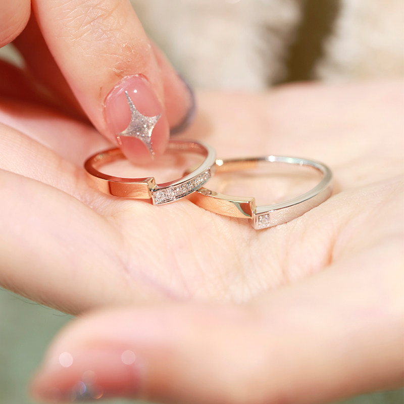 情侣对戒「偏爱」结婚18k金曼瑞珠宝 曼瑞手饰