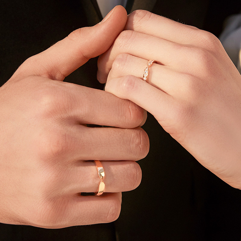 曼瑞30分结婚对戒 18k金铂金戒指 曼瑞手饰