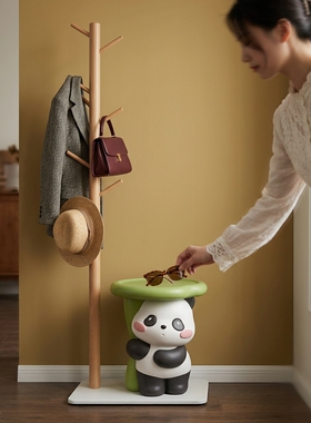 可爱熊猫树脂手绘桌面收纳摆件