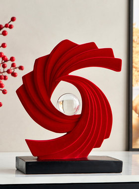 红色高级感客厅玄关酒柜电视柜装饰品摆件轻奢高档2026新款工艺品