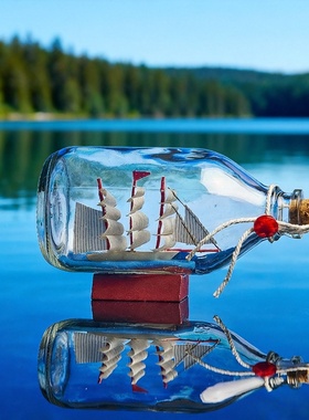 复古玻璃瓶帆船桌面装饰摆件