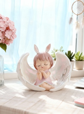 卡通天使小鹿树脂摆件生日礼盒