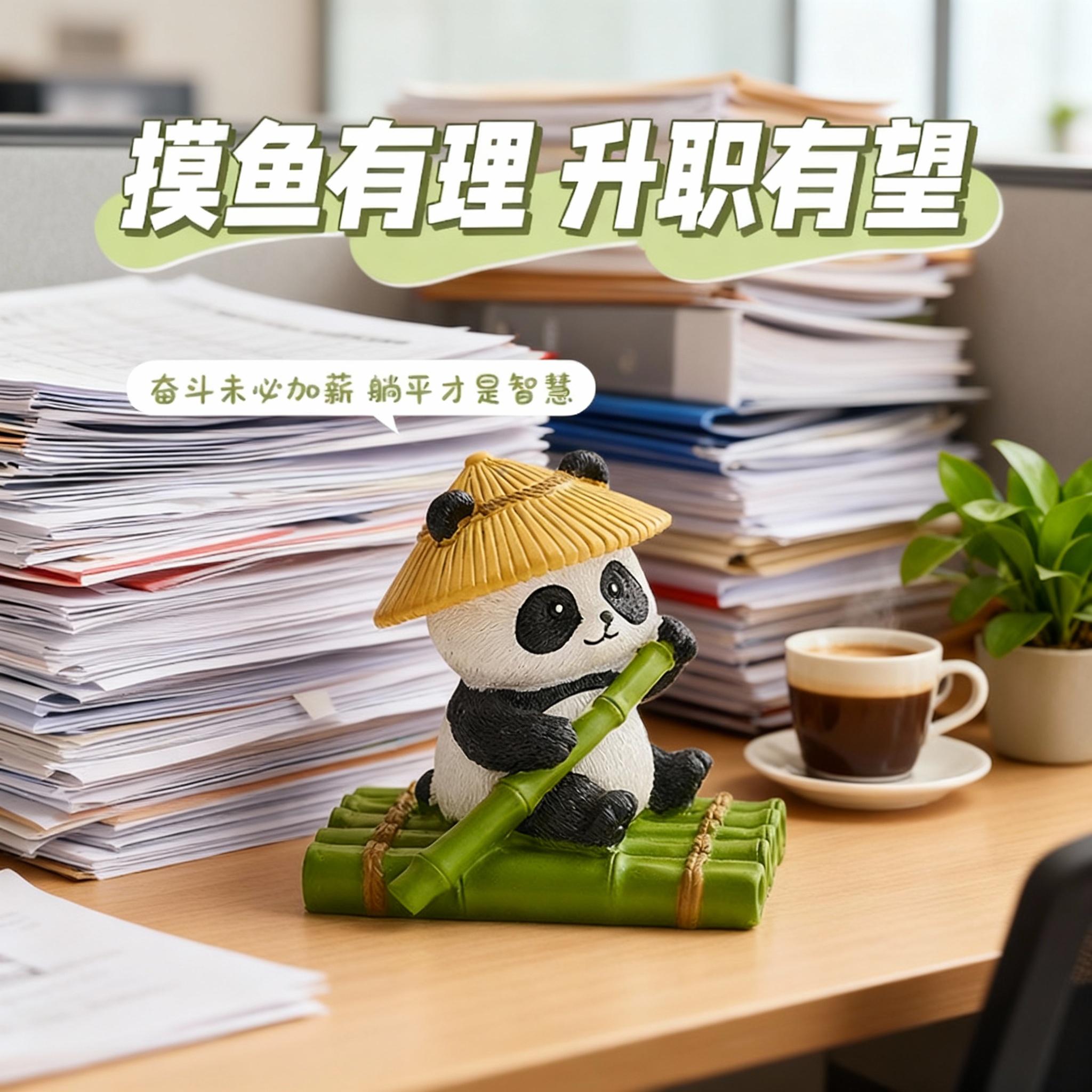 可爱熊猫桌面摆件手工制作卡通装饰品办公室工位小摆设 - 图0