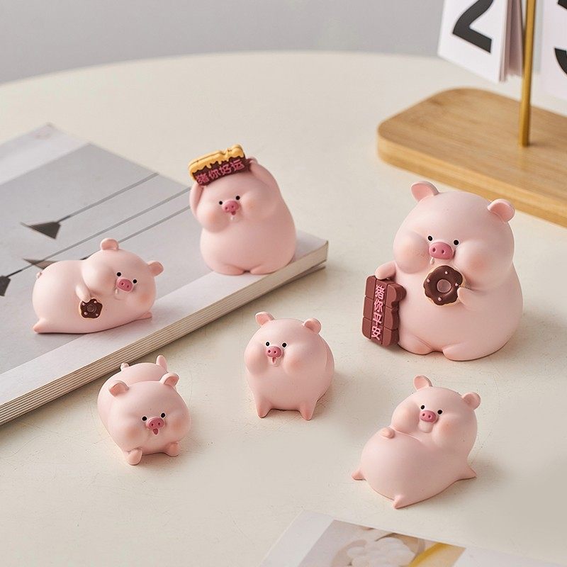 软萌治愈系粉色小猪桌面摆件树脂工艺卡通可爱装饰品,淘宝优惠券,粉丝福利购,淘宝优惠卷