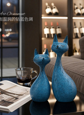 2026新款抽象猫咪摆件北欧风艺术装饰品酒柜客厅电视柜高级感小众