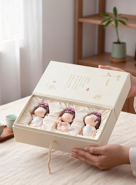 国潮人物树脂摆件礼盒3件套送礼