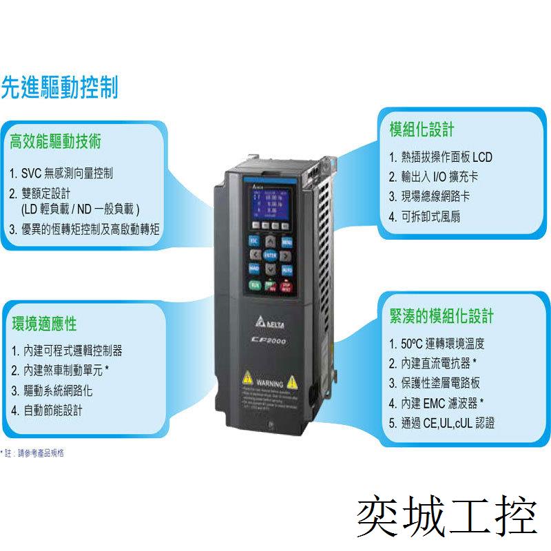 变频器VFD007CP43A-21 380V/3P,0.75kW,内置10k PLC,刹车内建 - 图2