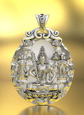 99纯银本命佛吊坠男普贤菩萨属龙蛇实心十二生肖足银守护神项链男