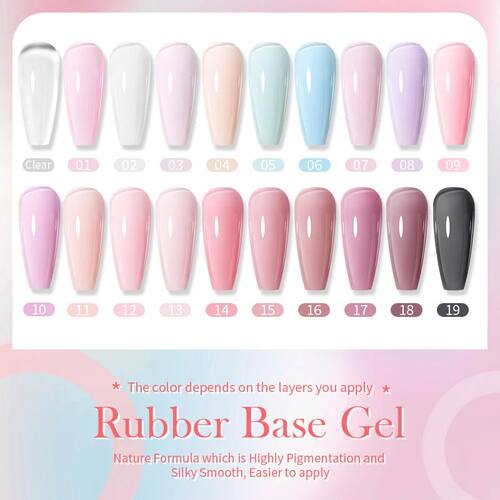 Milky Pink Rubber Base Gel Nail Polish Glitter 15ml Semi-Per - 图0