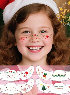6pcs Christmas Face Tattoo Stickers Bells Bow Hearts Stars R