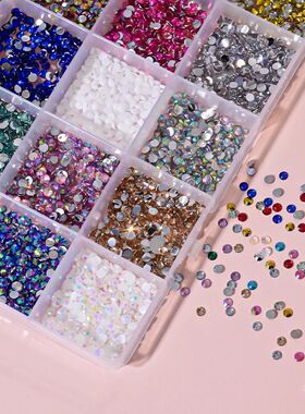 10000pcs/Box 3D Colorful Glitter Gems Round Resin Flatback N