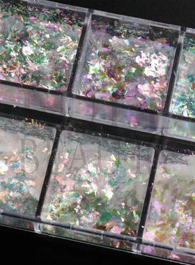 12 Grids Iridescent Nail Aurora Glitter Crystal Fire Flakes