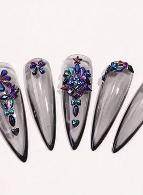 Multi Shapes 3D Flat Bottom Nail Rhinestones Colorful Nail G