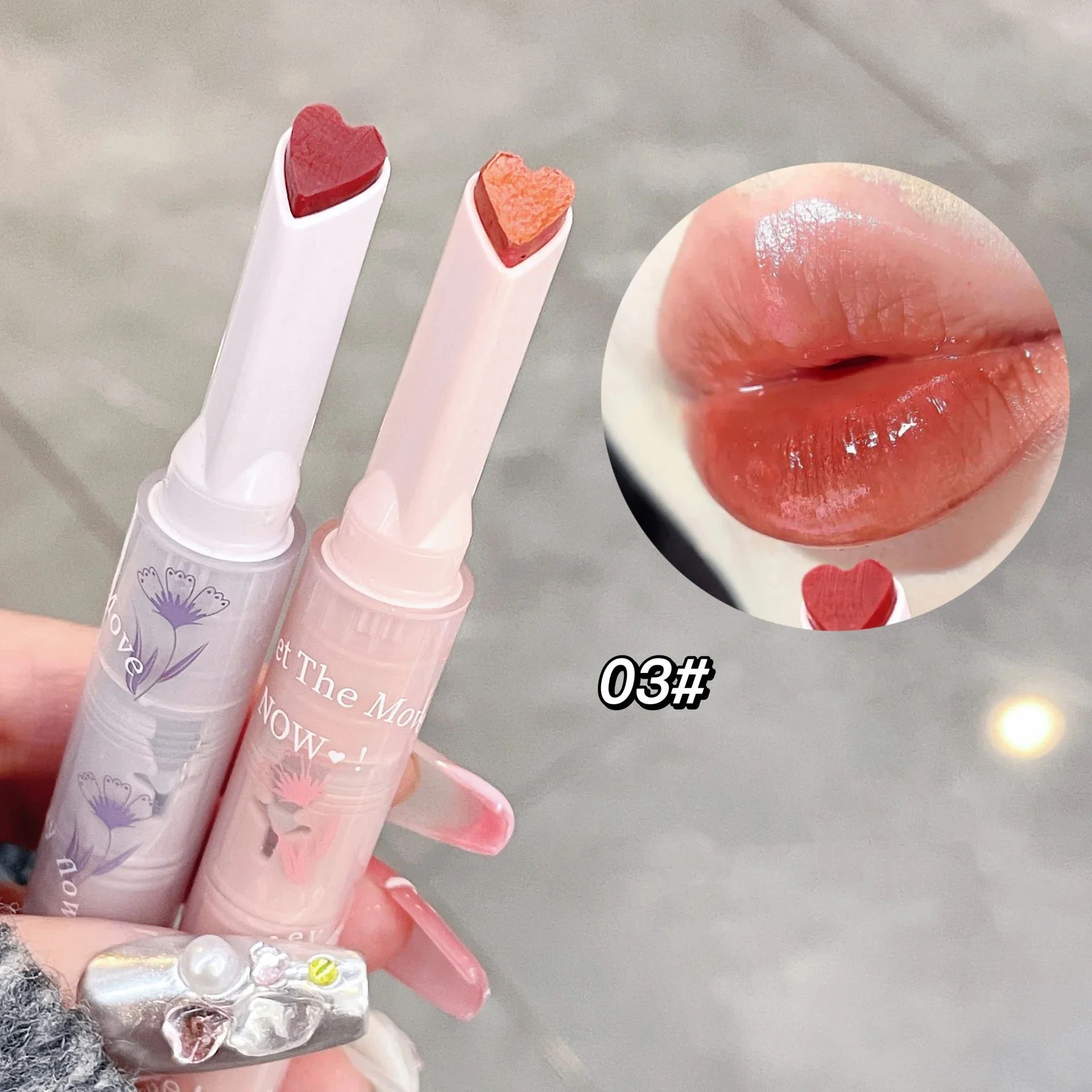 Mirror Gloss Lipstick Pen Heart Shape Lip Plumper Guava Cher - 图2