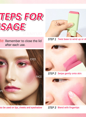 Rotating Cream Blush Stick Matte Silky Waterproof Face Blush