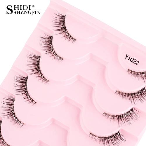3/5/10Pairs Half False Lashes Natural Short 3D Cat Fake Mink - 图2