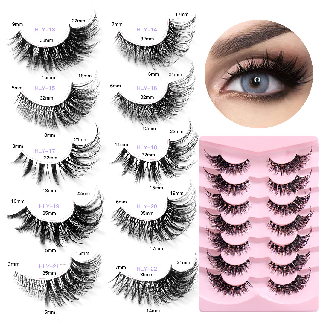 5 pairs Cat Eye Lashes Faux Mink Eyelashes Clear Band Lashes - 图0