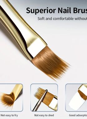 2pcs Wide Soft Bristle Nail Brush Gradient Design Acrylic Ha